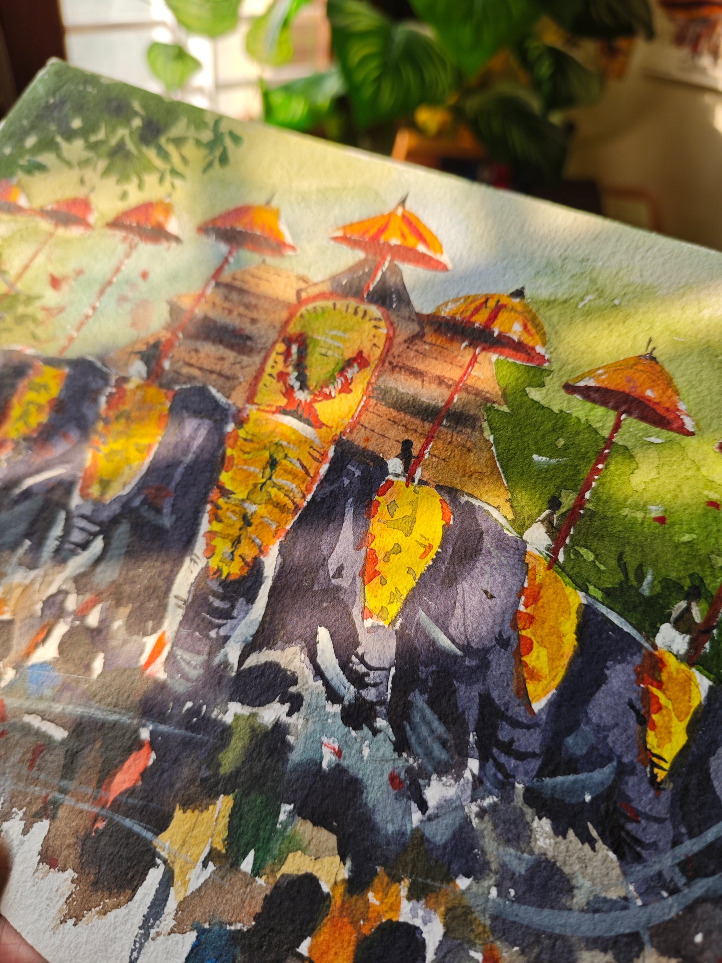 Thrissur Pooram watercolor Painting