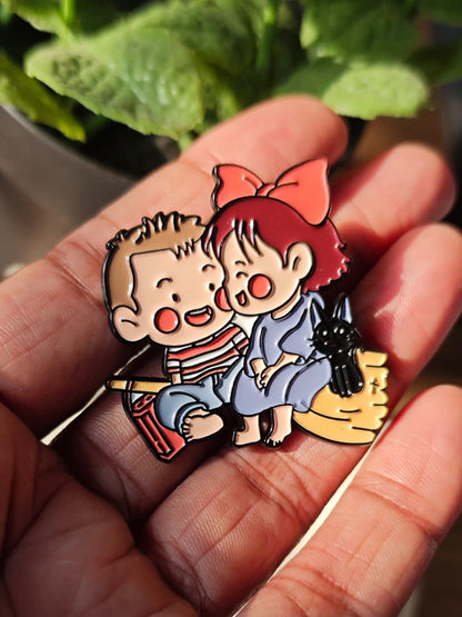 Kiki and Tombo enamel pin from the Studio Ghibli film Kiki's Delivery Service