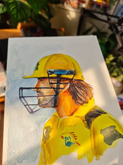 MS Dhoni watercolor painting