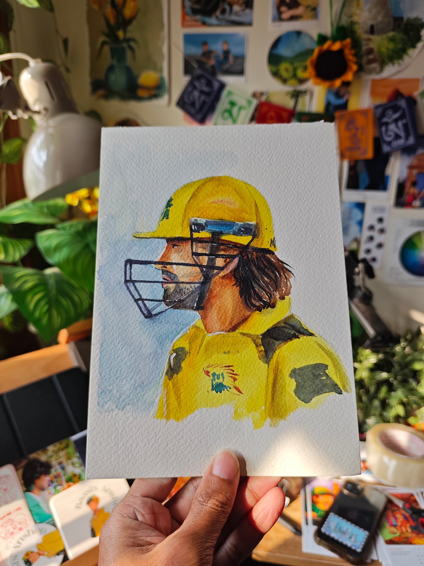 MS Dhoni watercolor painting