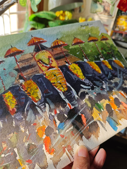 Thrissur Pooram watercolor Painting