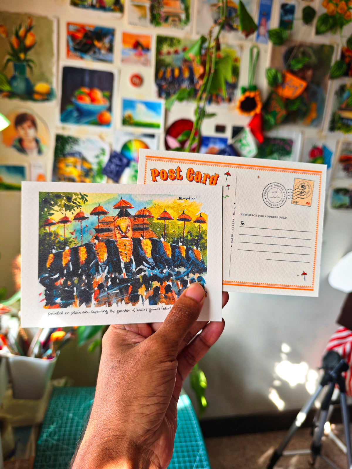 "From Thrissur, With Love" – Thrissur Pooram En Plein Air Art Postcard
